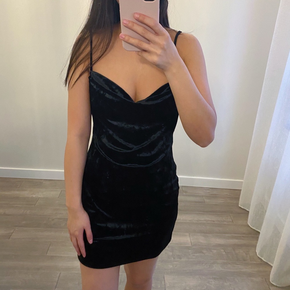 Topshop Cowl Neck Velvet Mini Dress